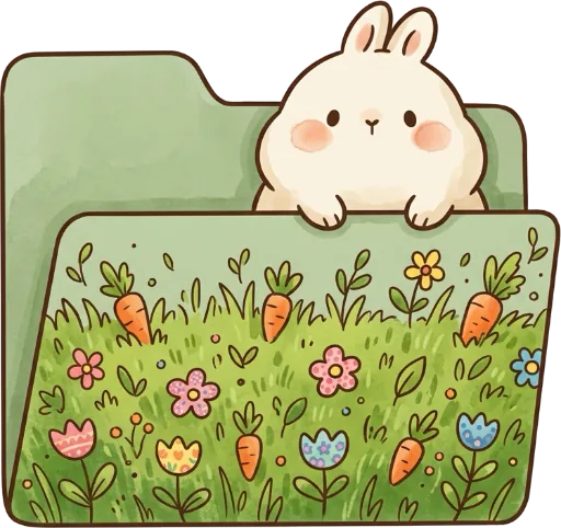 AI folder icon: a bunny in a carrot garden