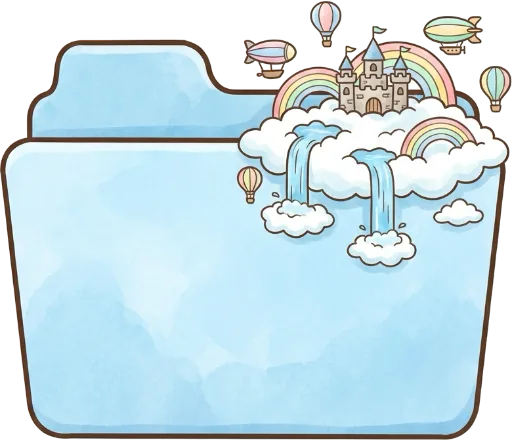 AI folder icon: a castle on the clouds with rainbows